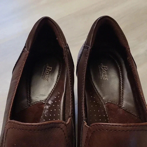 🛍Bass Tansey Slip On Block Heel‎ Leather Brown Womens Size 9M - Picture 5 of 7